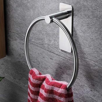 Colgador de toallas de baño de acero inoxidable, acabado negro mate y forma redonda