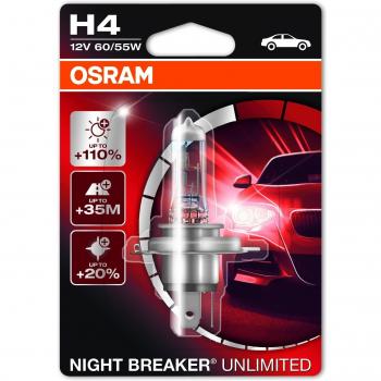 Lampada alogena OSRAM Night Breaker H4 110% Luce