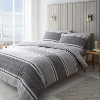 Textured Banded Stripe King Duvet Set Charcoal