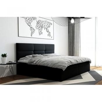 Lit Design 160x200 cm avec Matelas et Surmatelas en Velours Noir