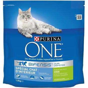 Purina One Spécial Chat d’Intérieur – Dinde Premium 15 kg x6 pour chat adulte