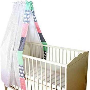 ULLENBOOM ® Babybett Himmel für 60x120 cm & 70x140 cm Elefant Mint Rosa