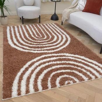 Terracotta Moodi Rainbow Shaggy Rug – 120×170cm