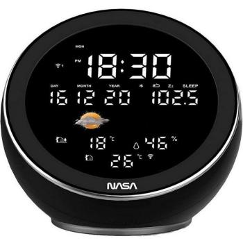 Nasa WSP1500BK Wetterstation, Bluetooth-Lautsprecher und Radiowecker, Schwarz