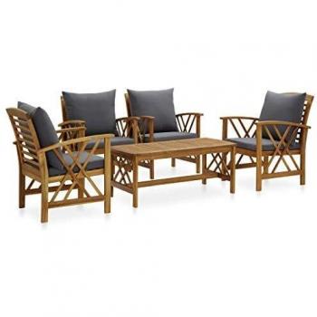 VidaXL 5 Piece Garden Seating Set with Cushions Solid Acacia Wood