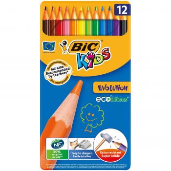 Crayons de couleur BIC Kids Kleurpotloden avec boîte métallique x12