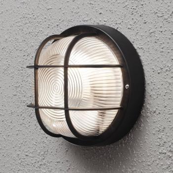 Schwarz runde Außenwandlampe Elmas