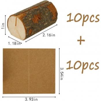 Porte-cartes de table en bois naturel, 10 unités, pour fête de mariage