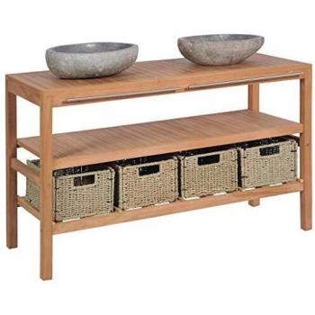 Mueble de baño sólido de teca con lavabos de río