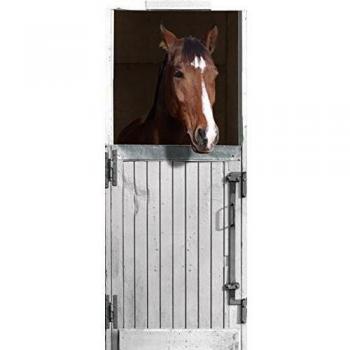 Porte Décoration Cheval Blanc avec Box en Bois