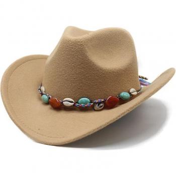 Chapeau à large bord unisexe avec bandeau de vache, style Cowboy, taille 56-58CM