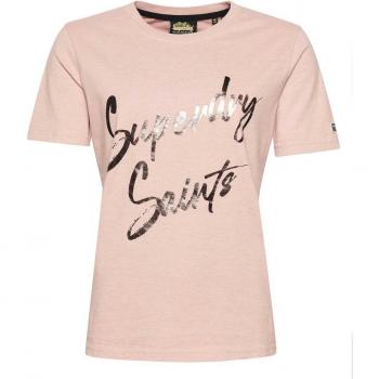 Superdry Retro Rosa e Nero T‑shirt Donna Manica Breve