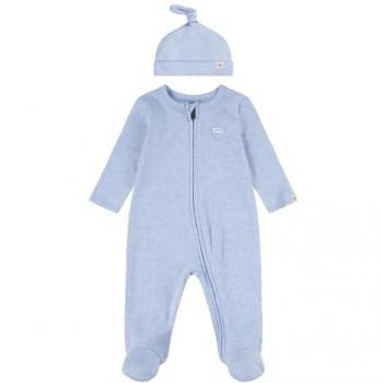 Neugeborenen-Geschenkset LEVI'S KIDS LVN FOOTED COVERALL & HAT SET, Baby, Gr. 3 (68), blau