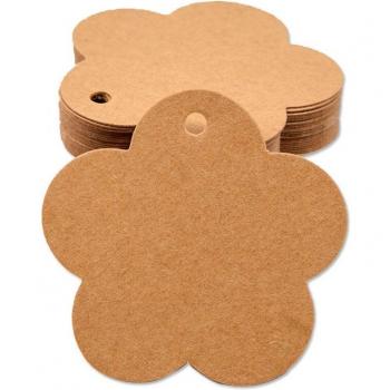 Étiquettes en papier Kraft, forme de fleur, 6x6cm pour emballage