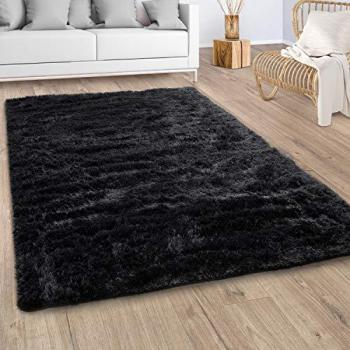 Paco Home tapis shaggy 160 cm noir