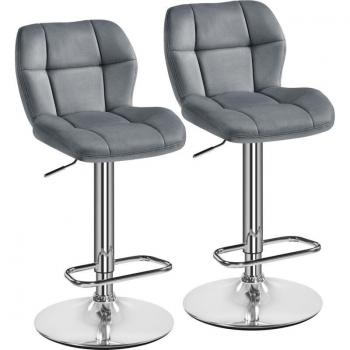 Tabourets de Bar Gris Foncé Réglables en Hauteur