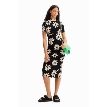Desigual Robe midi Fleurs Arty noire XS femme