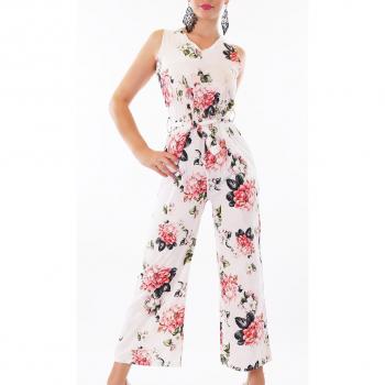 Komfortabler Jersey 7/8-Jumpsuit im Marlene-Style mit Bindegürtel One Size