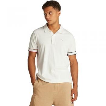Tommy Jeans Polo Flag Cuff in Écru – Modello DM0DM21306 – Taglia Slim Fit