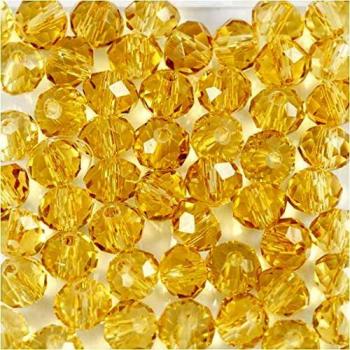 Perles à facettes, 4 mm, 1 mm de diamètre intérieur, couleur jaune, 45 pièces/1 paquet