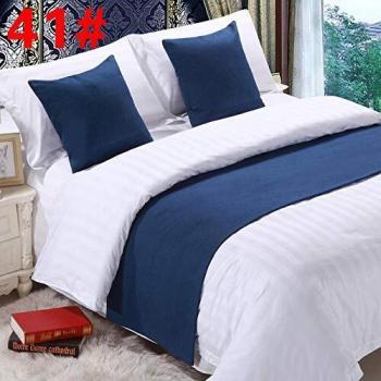Linge de lit d'hôtel premium lit foulard drapeau queue couvre-lit bleu foncé 50x180 cm