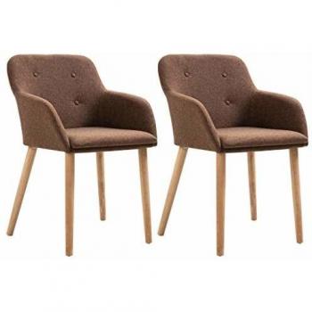 Sillas de Comedor de Madera Roble y Tela 2X