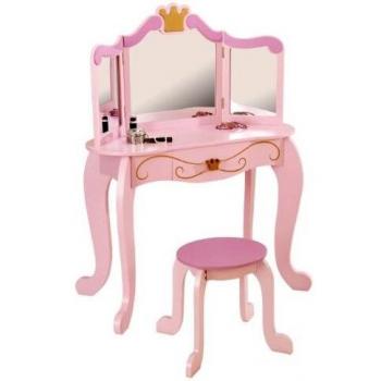 Vanità per Bambina in Legno con Specchio e Sgabello, Ideale per Camera da Letto e Studio, KidKraft 76123