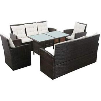 VidaXL Completo Divani da Giardino 5 Pezzi con Cuscini in Polyrattan Marrone