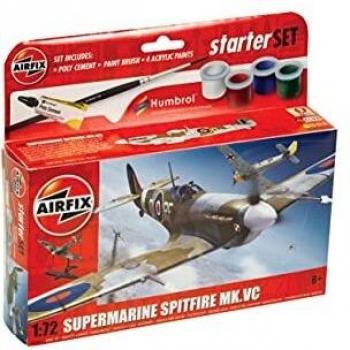 Airfix Aircraft Starter Set Spitfire, Hurricane, Mustang Tomahawk Model Kit 1/72