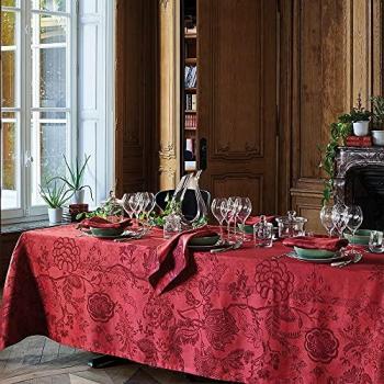 Nappe carrée en pur lin rouge 174x174 cm Scarlett Carmin Garnier Thiebaut
