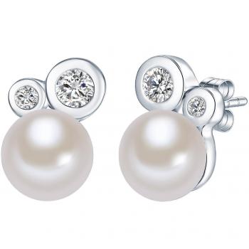 Brillo Noble Valero Pendientes Plata Blanco