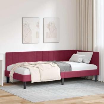 Estructura de cama en esquina vino tinto 90 x 190 cm