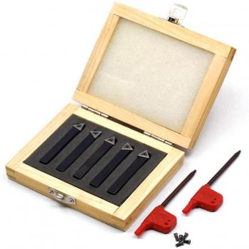 Porte-outil de tour en carbure 1/4 pouces avec jeu de plaquettes TCMT090204, 5 pièces