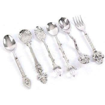 6pcs Gold Carved Fruit Forks