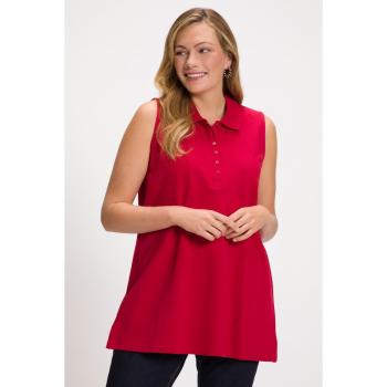 Polo colletto a polo smanicata rossa donna taglia 68/70 cotone Ulla Popken