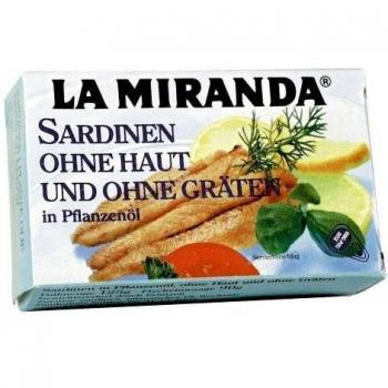 La Miranda Sardinenfilets in Sonnenblumenöl, 125 g, ohne Haut und Gräten