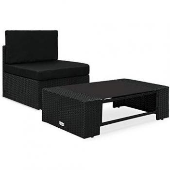 VidaXL Completo Divani da Giardino 2 Pezzi in Polyrattan Nero