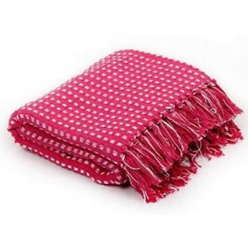 VidaXL Pink Throw Blanket 160x210 cm Cotton