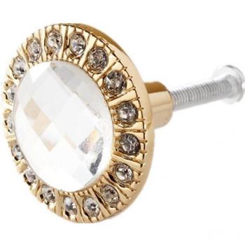 Pinceau de Plafond en Verre Transparent – Élégance Strass Doré