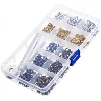 Kit de 180 pièces de rivets et boutons pression en métal
