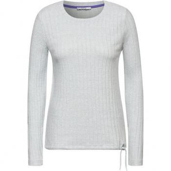 CECIL Unifarbenes Langarmshirt mit Materialmix