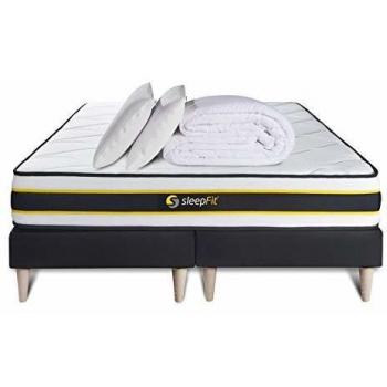 Matelas Flexy 180x200 avec Double sommiers Noir 90x200 + Couette + Oreillers