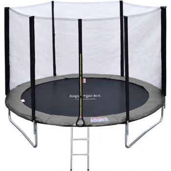 Garden Happy Trampoline 180 cm Premium Reversible (Grigio‑Rosa) con Scala e Kit