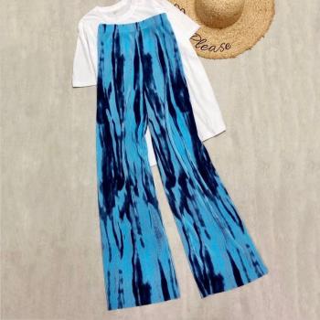 Pantalon streetwear plissé pour femmes, style ample, tie and dye, été