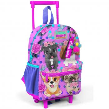 Two-Compartment Pink Dog Pattern Backpack by Minik Yuva