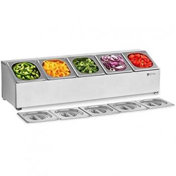 Royal Catering Gastronorm Holder with 5 Stainless Steel GN 1/6 Containers