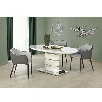 High-Gloss White Modern Oval Extendable Dining Table 140-180 cm by ASPEN