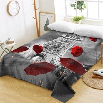 Tower Bridge Red Umbrella Bed Sheet