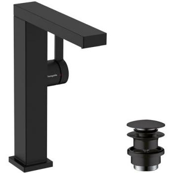Grifo Hansgrohe Tecturis E Fine 210 para lavabo, monomando alto cuadrado, caño giratorio y vaciador