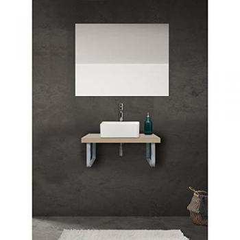 Plan suspendu pour vasque 60 cm Moon style chêne